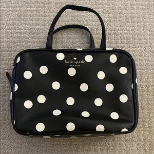 Kate Spade Polka Dot Travel Cosmetic Case in Black and Cream